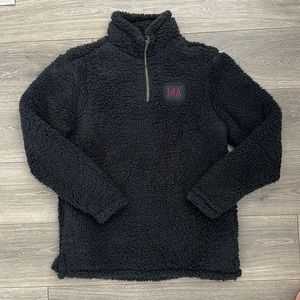 Black Quarter-Zip Fleece Pullover